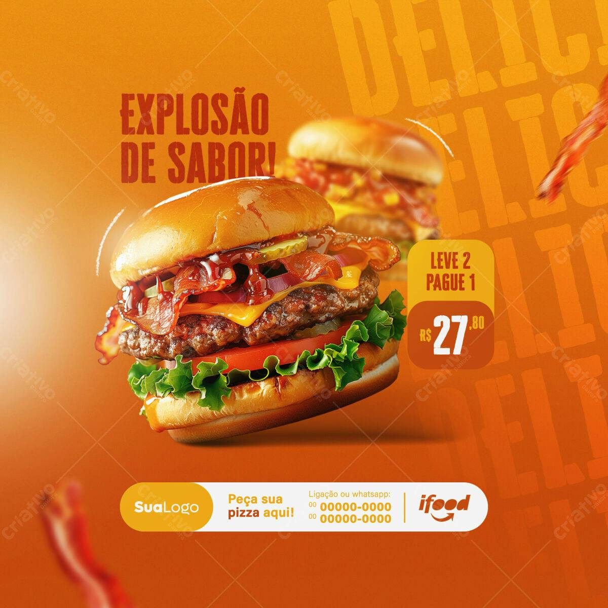 Flyer Promoção de Hambúrguer PSD Editável
