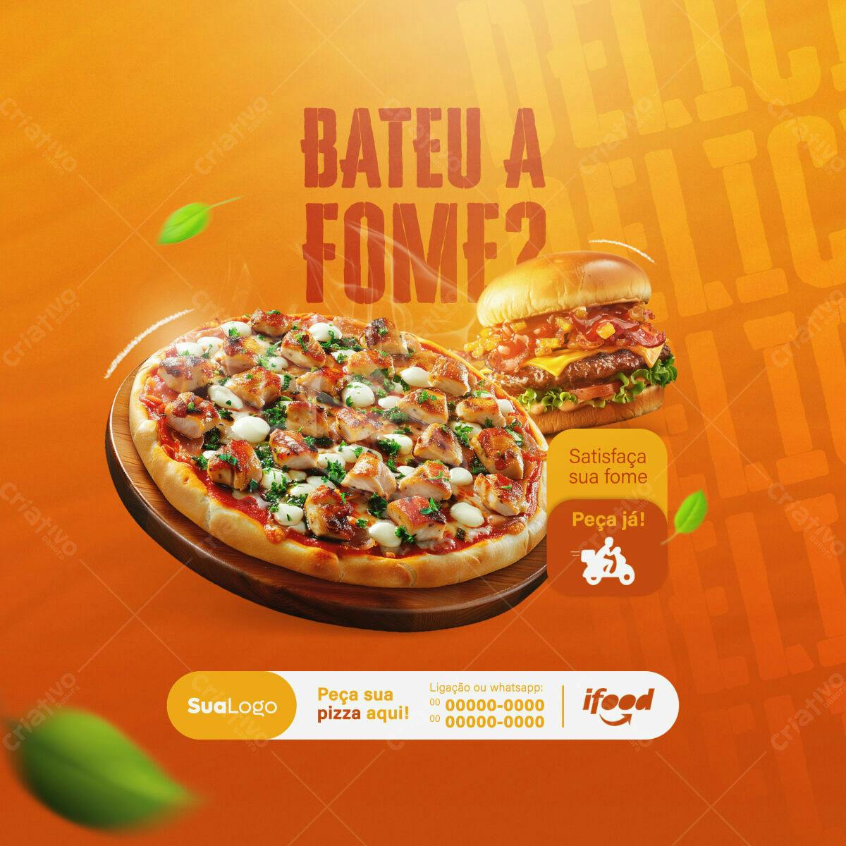 Postagem para Redes Sociais de Pizzaria PSD Editável