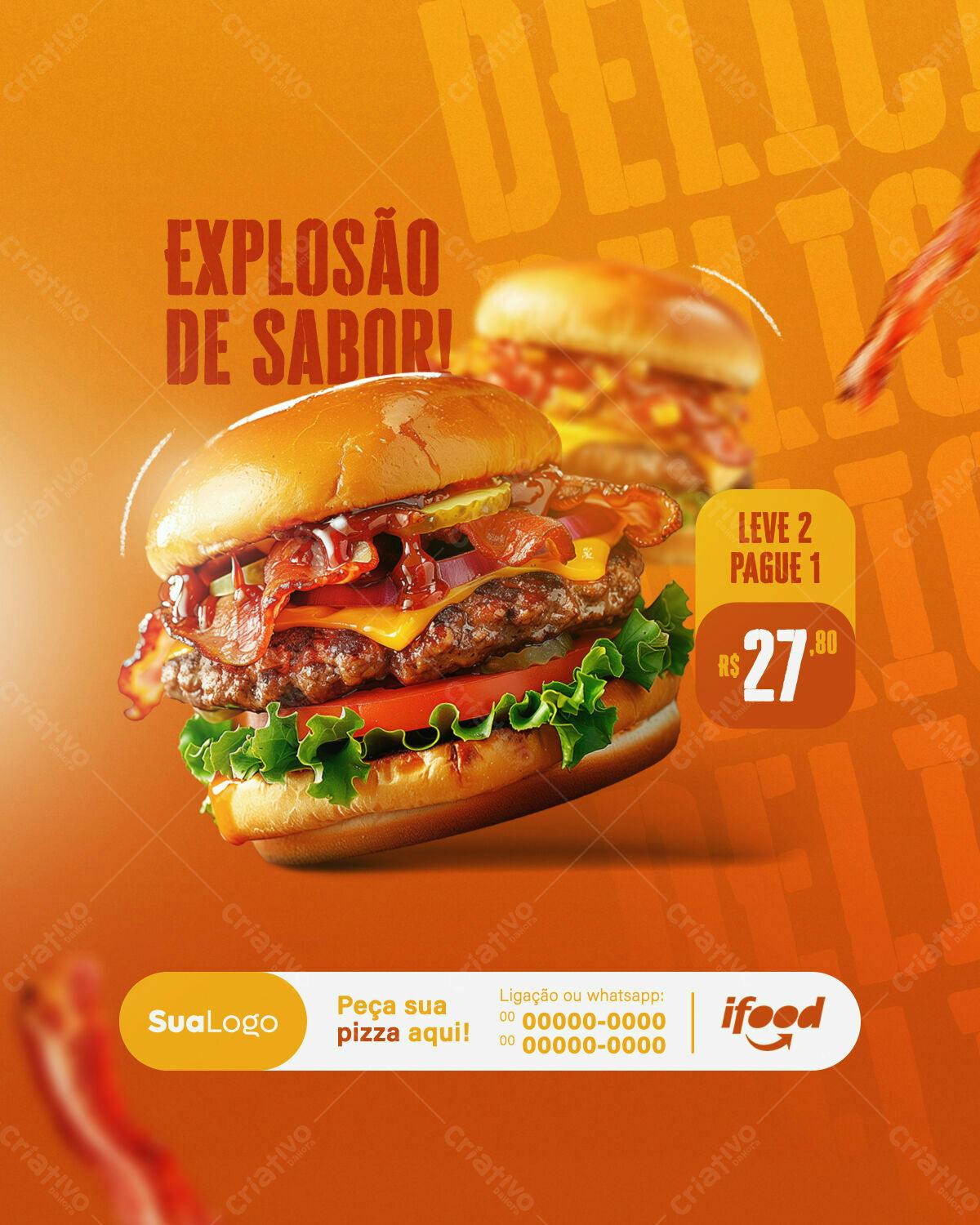 Flyer Promoção Delicioso Burger PSD Editável