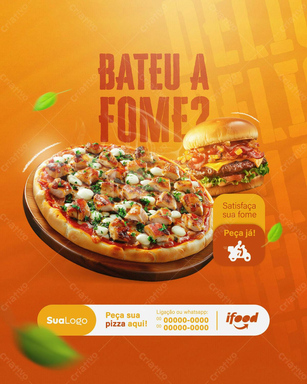 Flyer para Delivery de Pizza e Hambúrguer PSD Editável