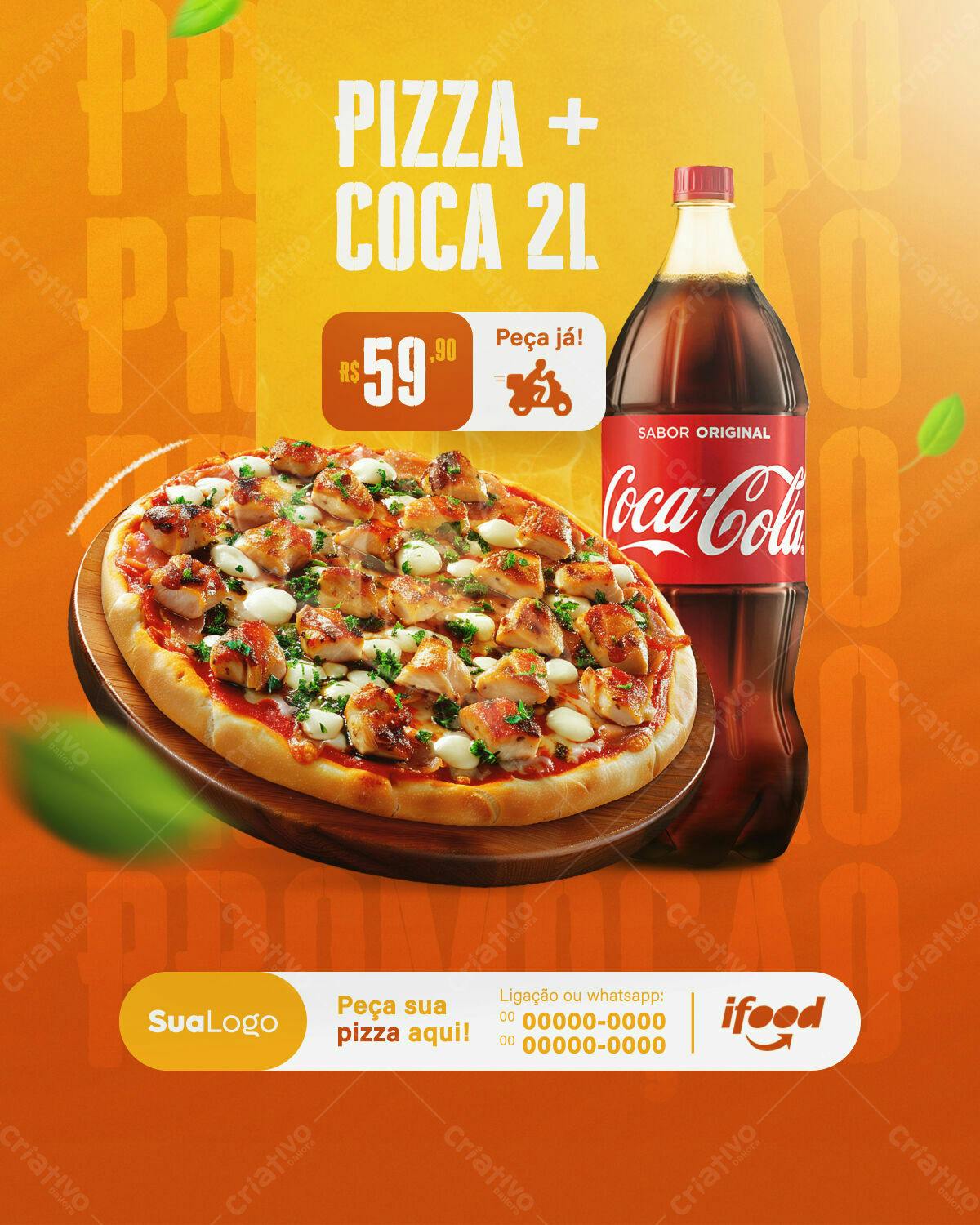 Flyer Promoção Pizza e Coca 2L PSD Editável