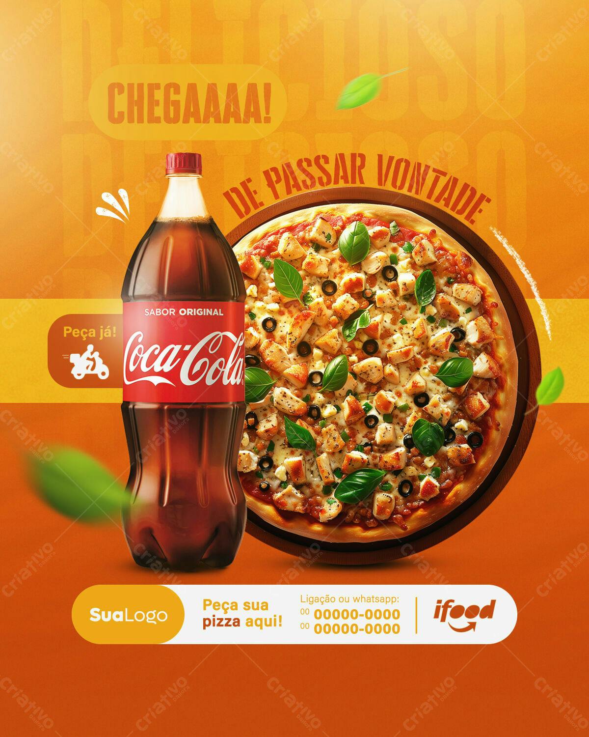Flyer para Propaganda de Pizza e Coca-Cola PSD Editável