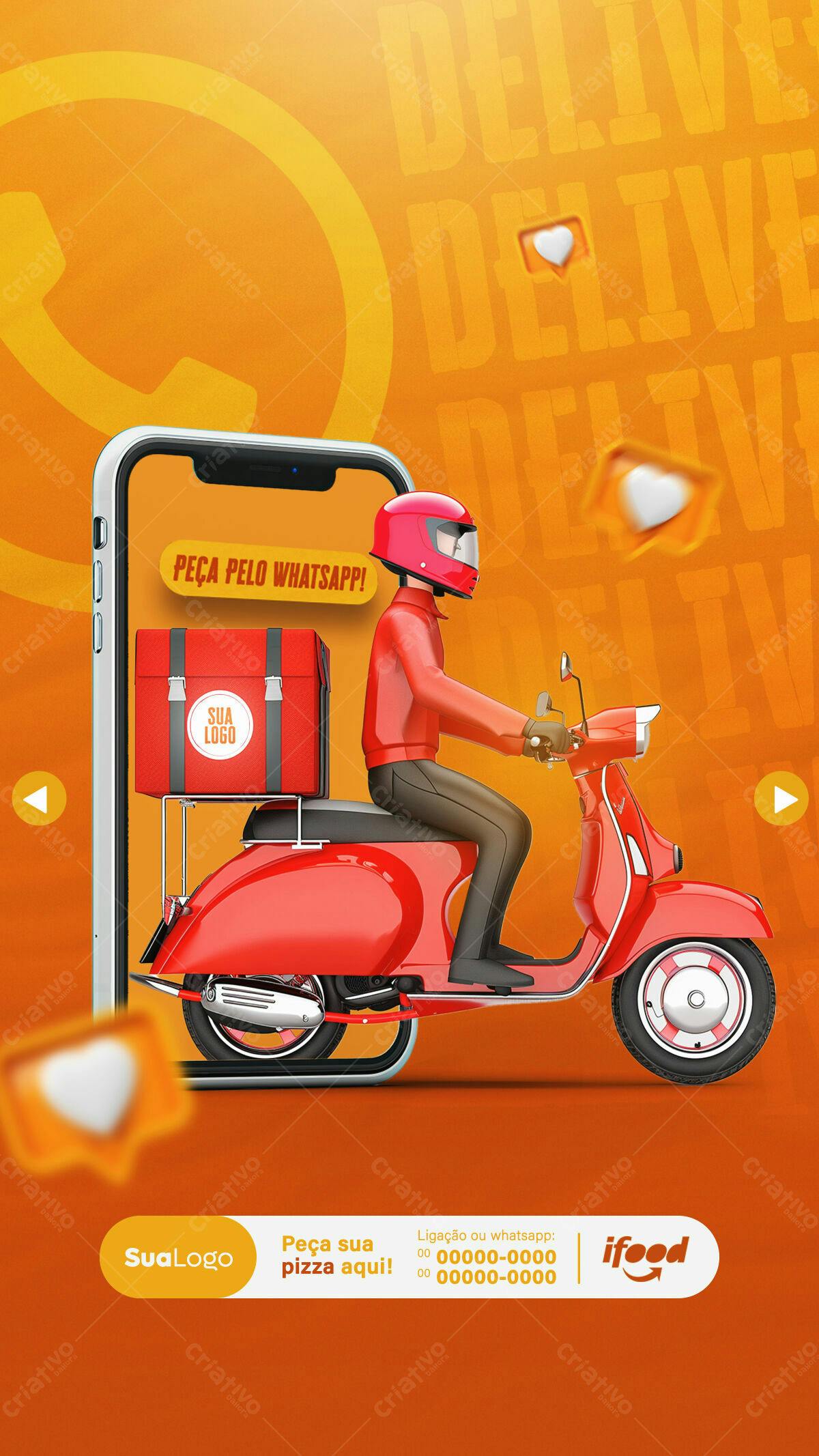 Flyer para Delivery de Pizza PSD Editável