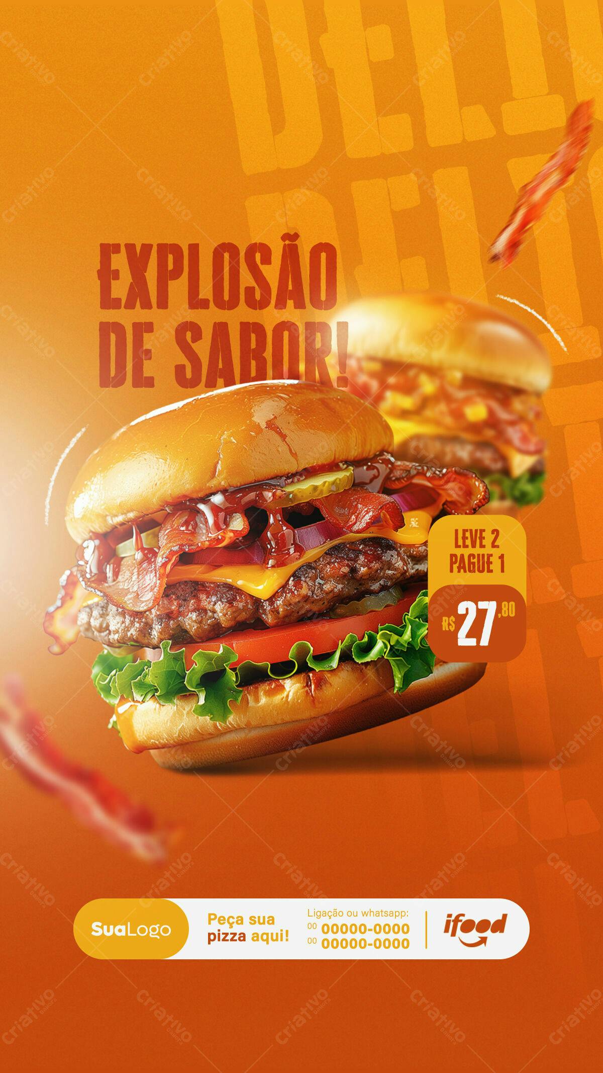 Flyer Promoção de Burger PSD Editável
