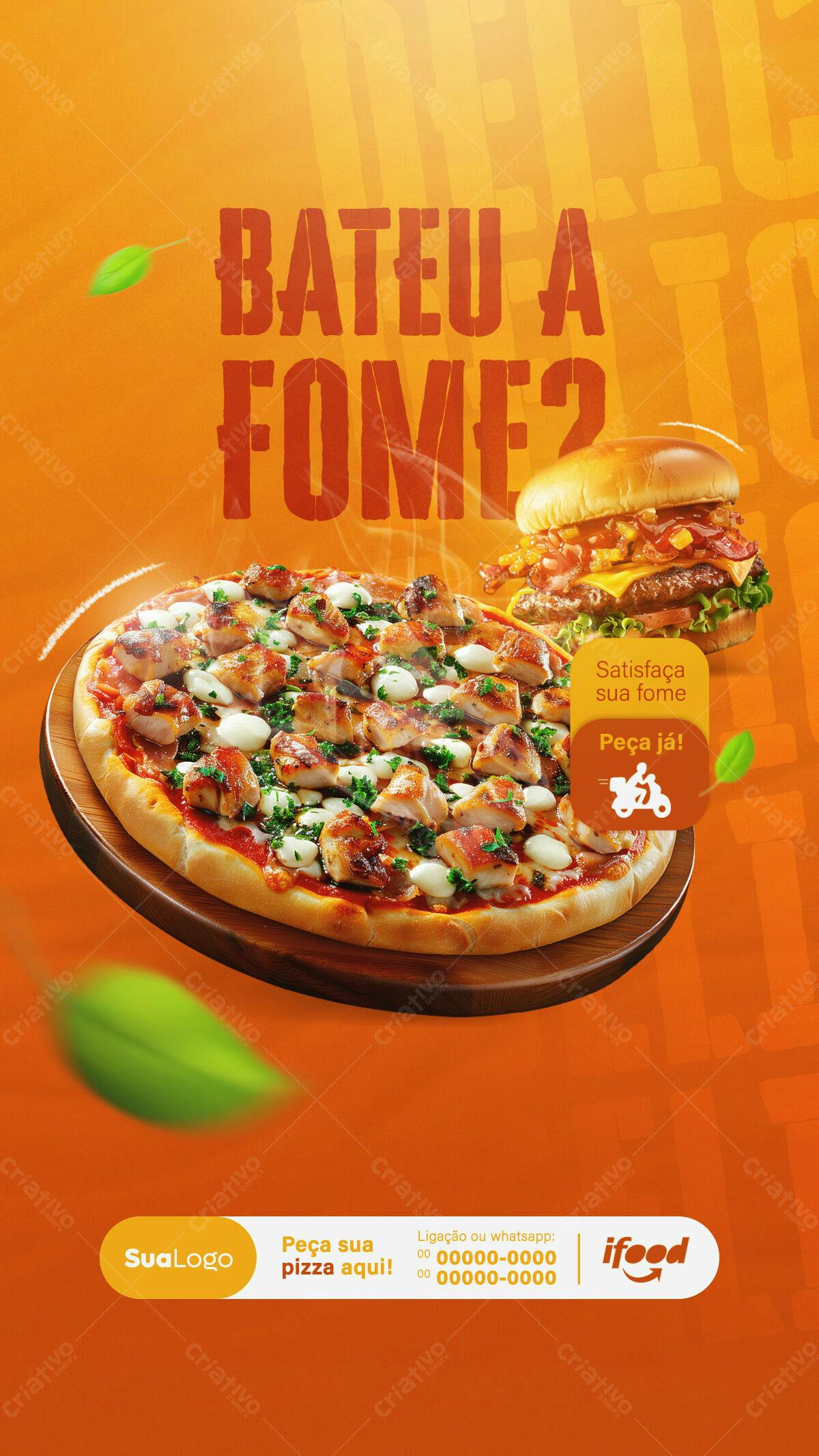 Flyer para Pizzaria e Hamburgueria PSD Editável