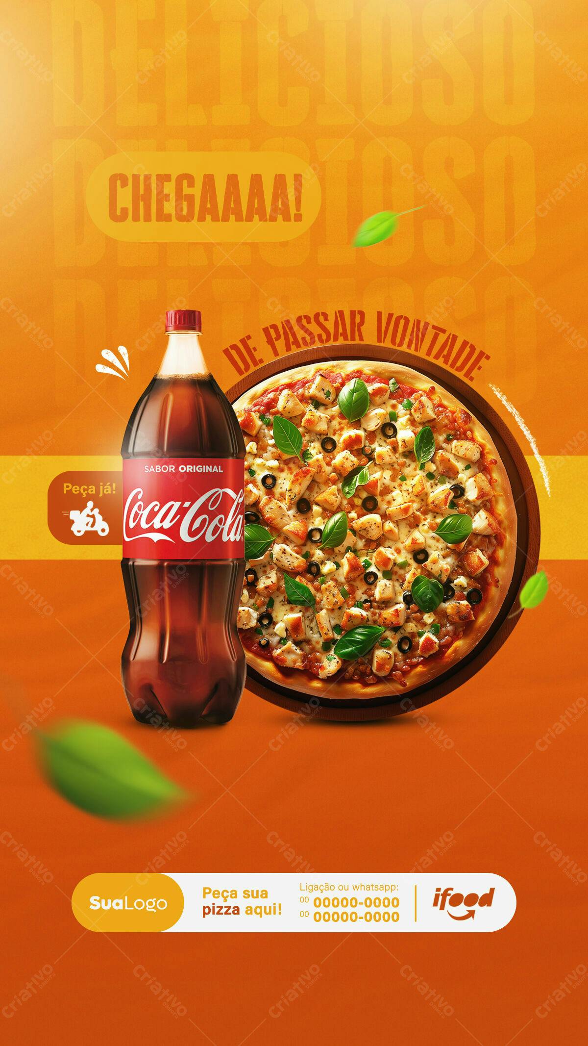 Flyer para Promoção de Pizza e Coca-Cola PSD Editável