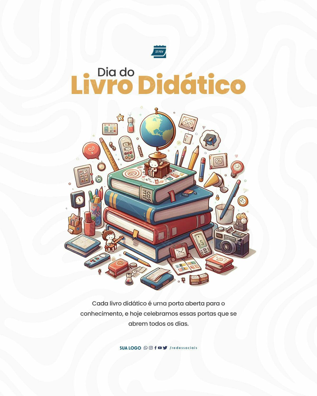 Flyer Dia do Livro Didático PSD Editável