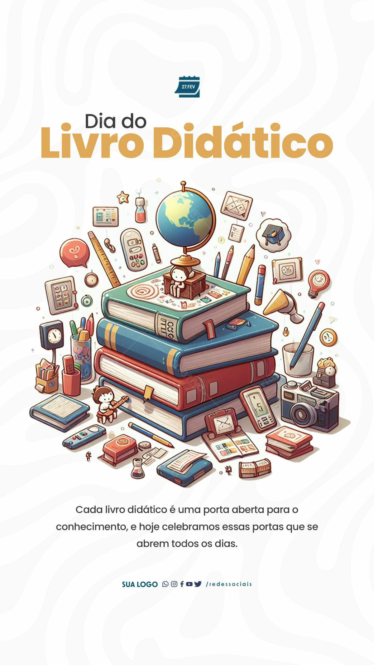 Flyer Dia do Livro Didático PSD Editável