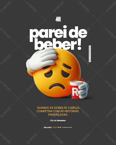 Social media dia da ressaca parei de beber