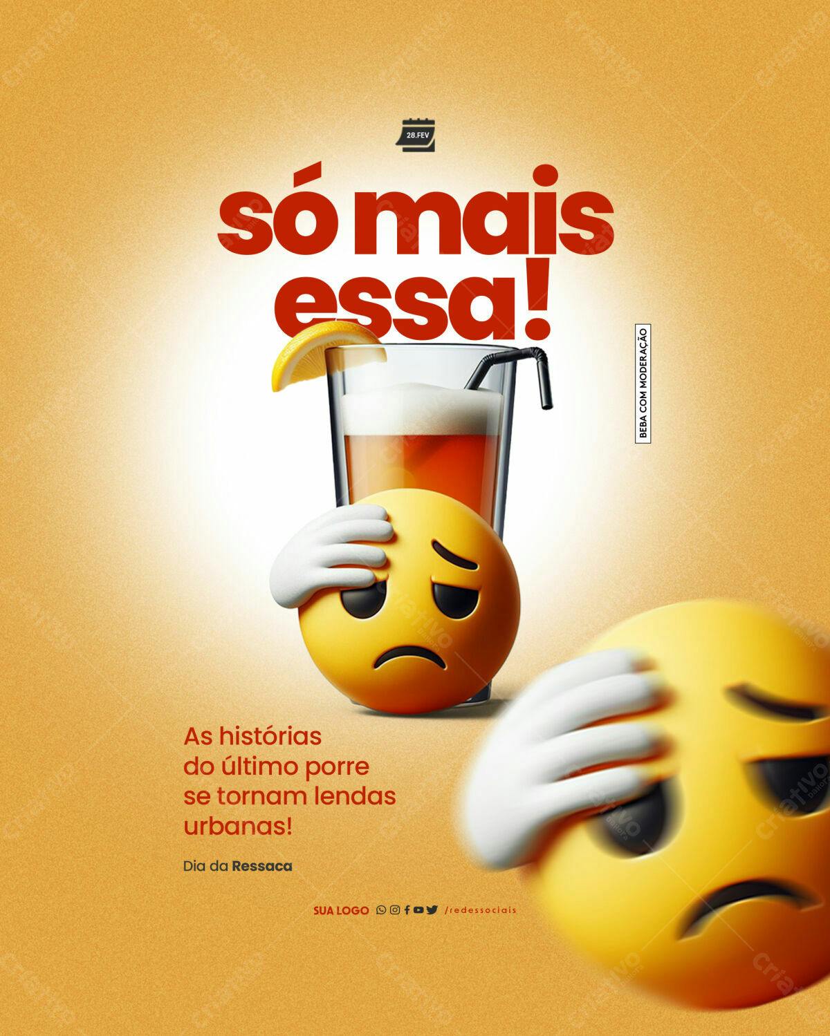 Flyer Dia da Ressaca PSD Editável