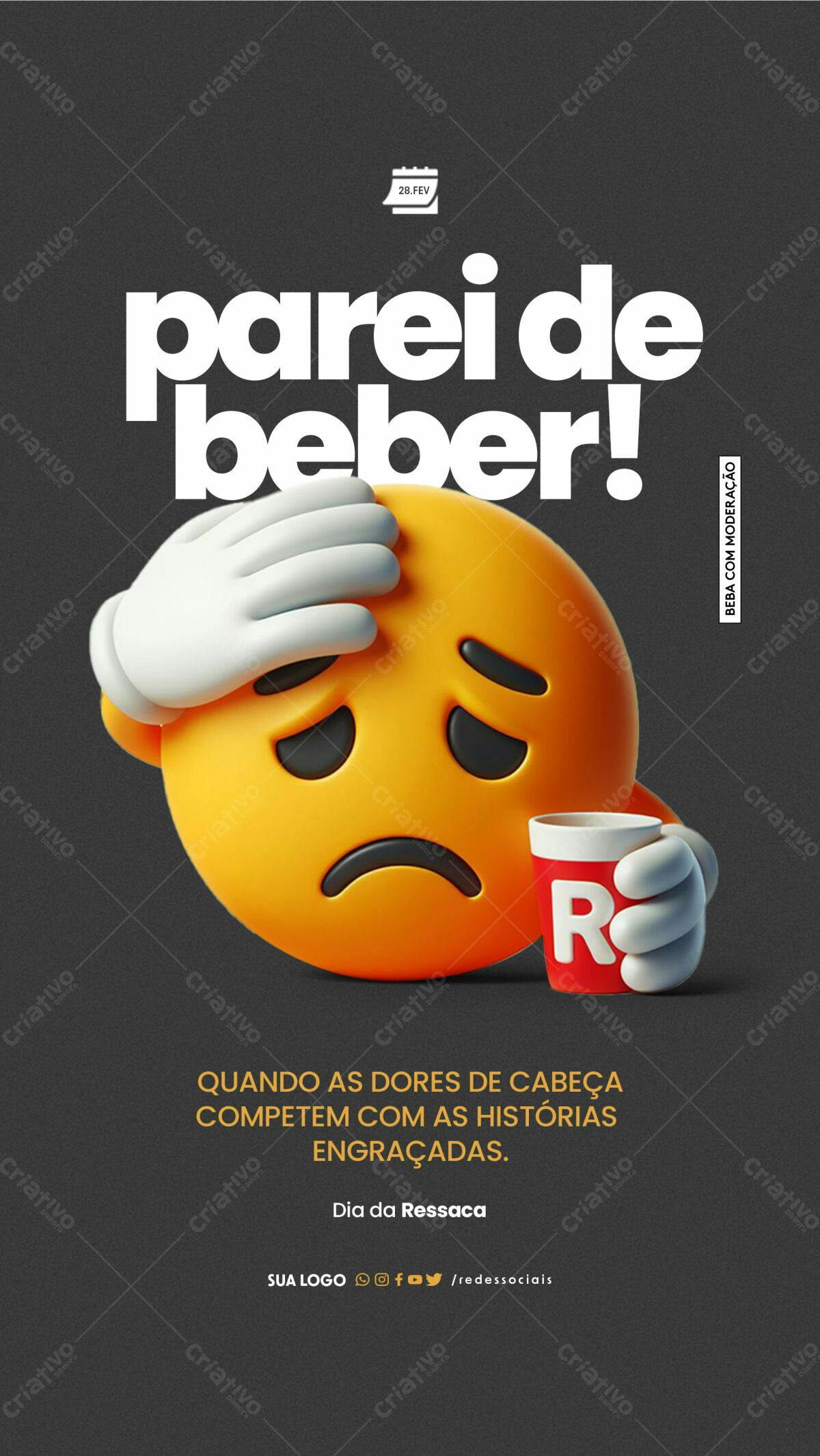 Flyer Dia da Ressaca PSD Editável