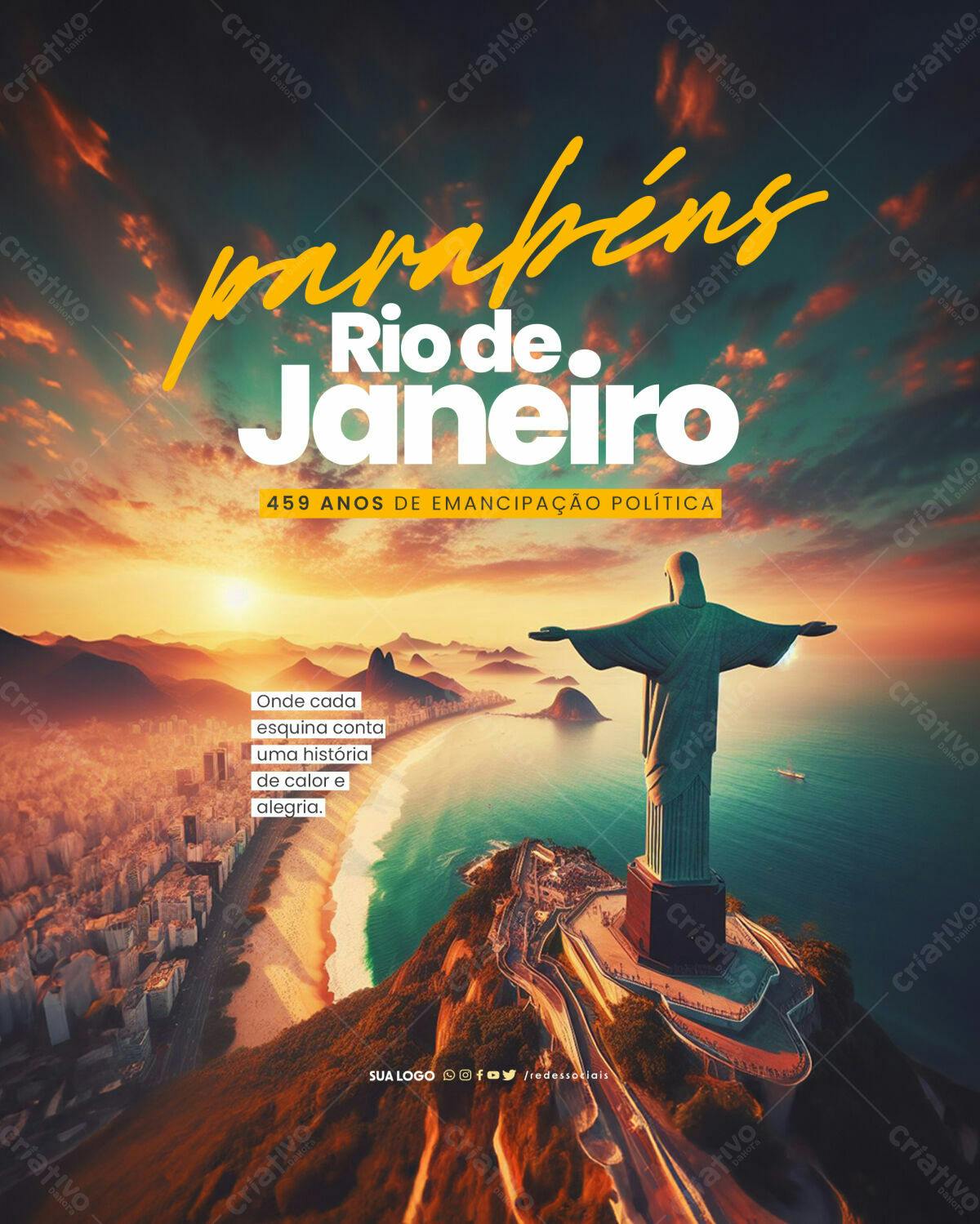 Flyer Aniversário Rio de Janeiro 459 anos PSD Editável