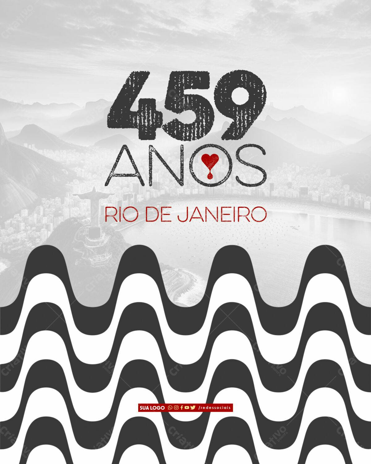 Post para Aniversário Rio de Janeiro 459 Anos PSD Editável