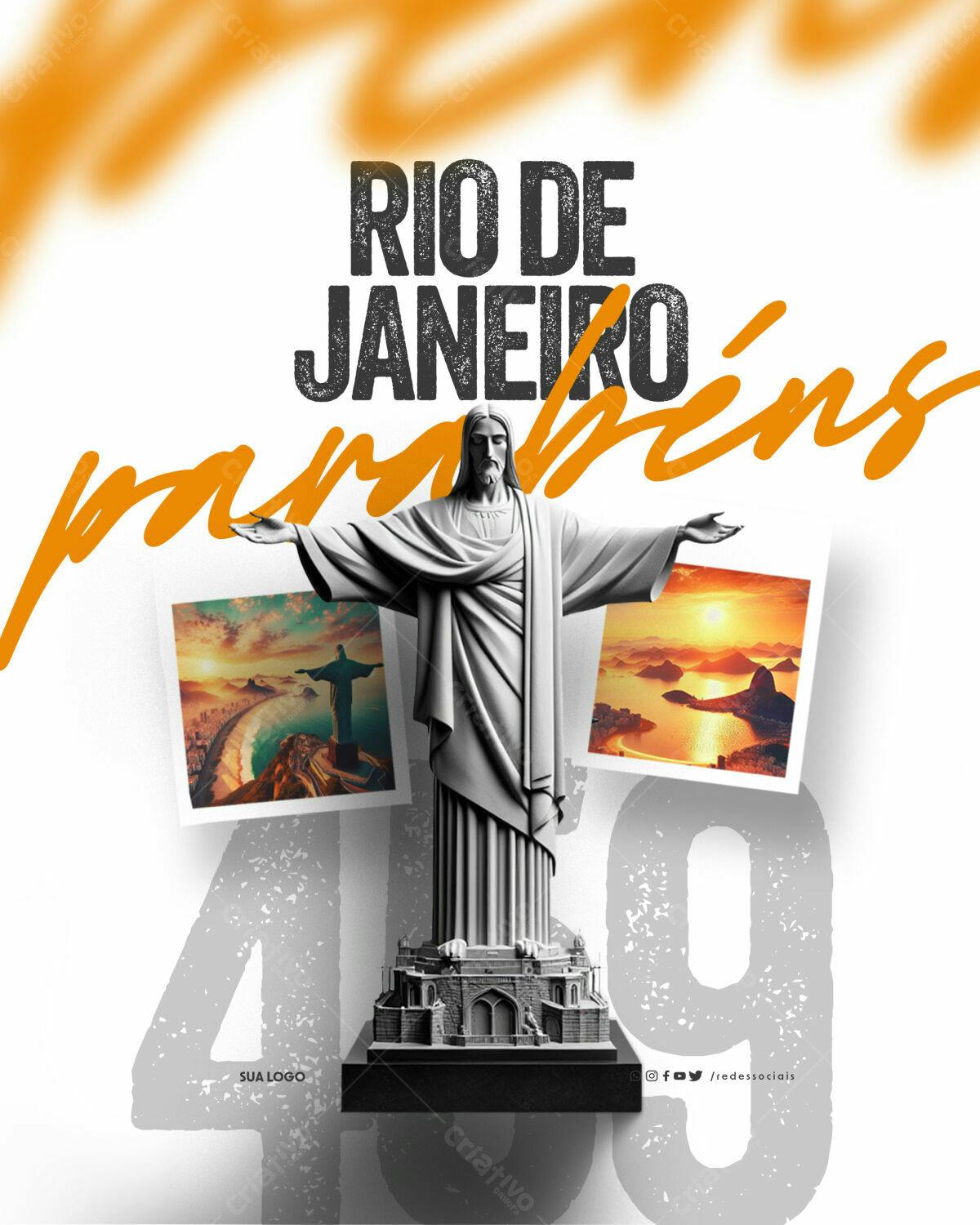 Flyer Aniversário Rio de Janeiro 450 anos PSD Editável