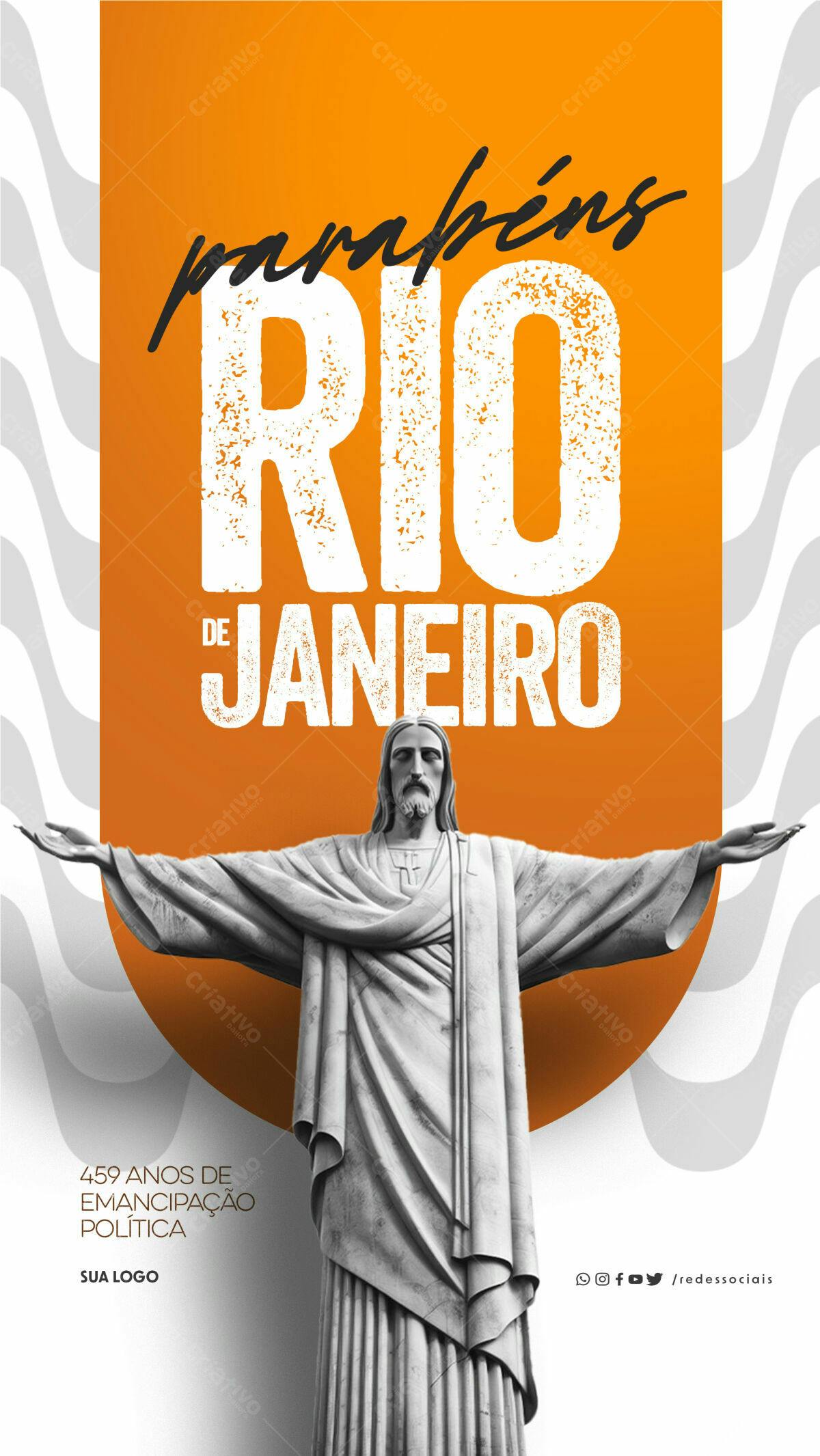 Flyer Aniversário Rio de Janeiro PSD Editável