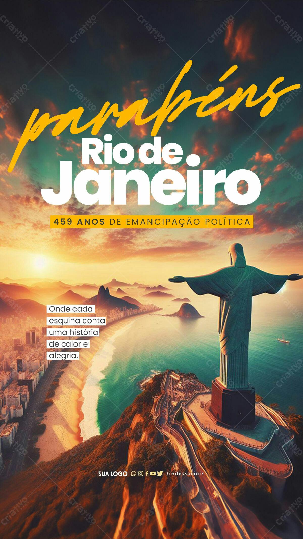Flyer Aniversário Rio de Janeiro PSD Editável