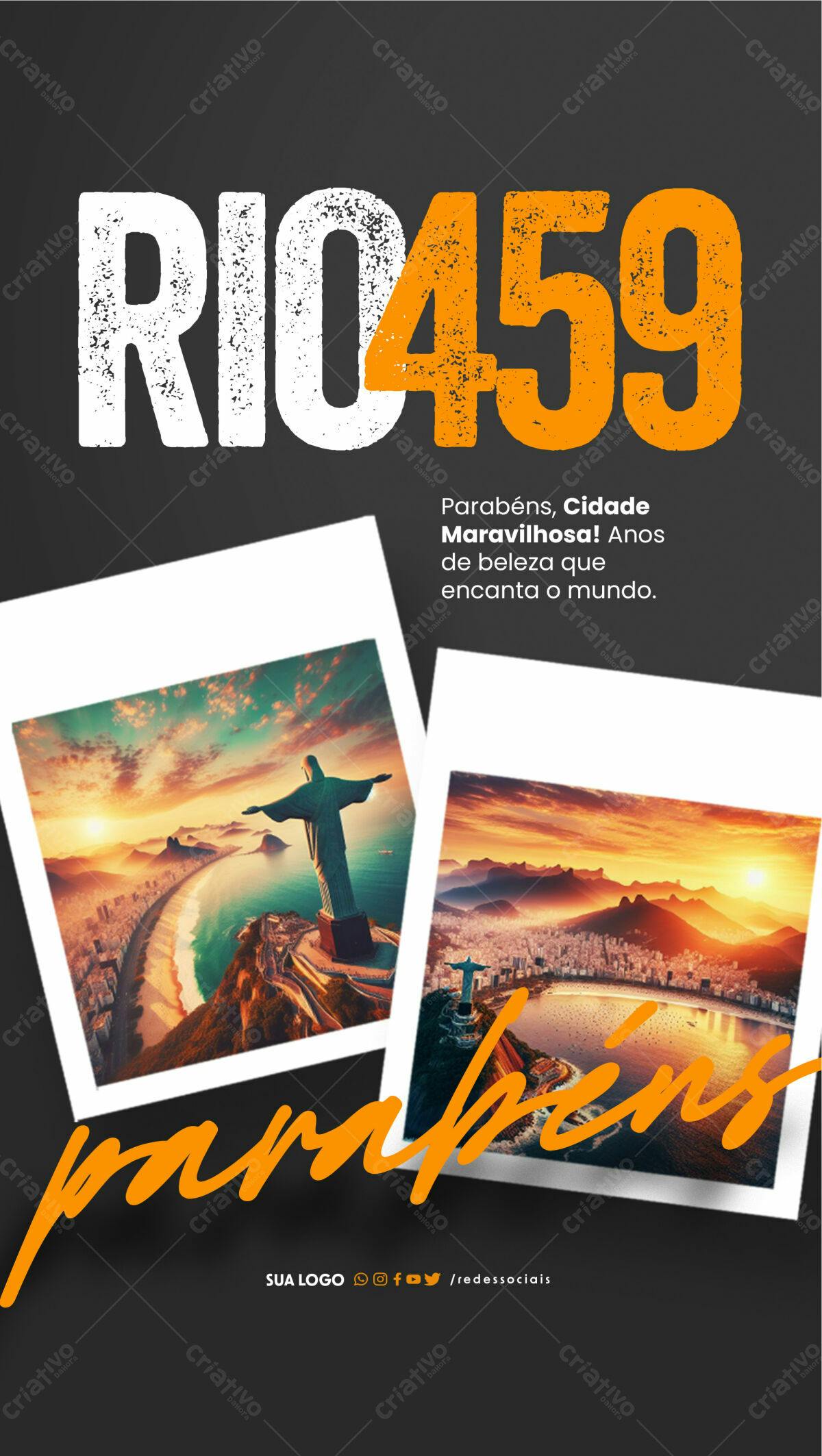 Flyer Aniversário Rio 459 Anos PSD Editável