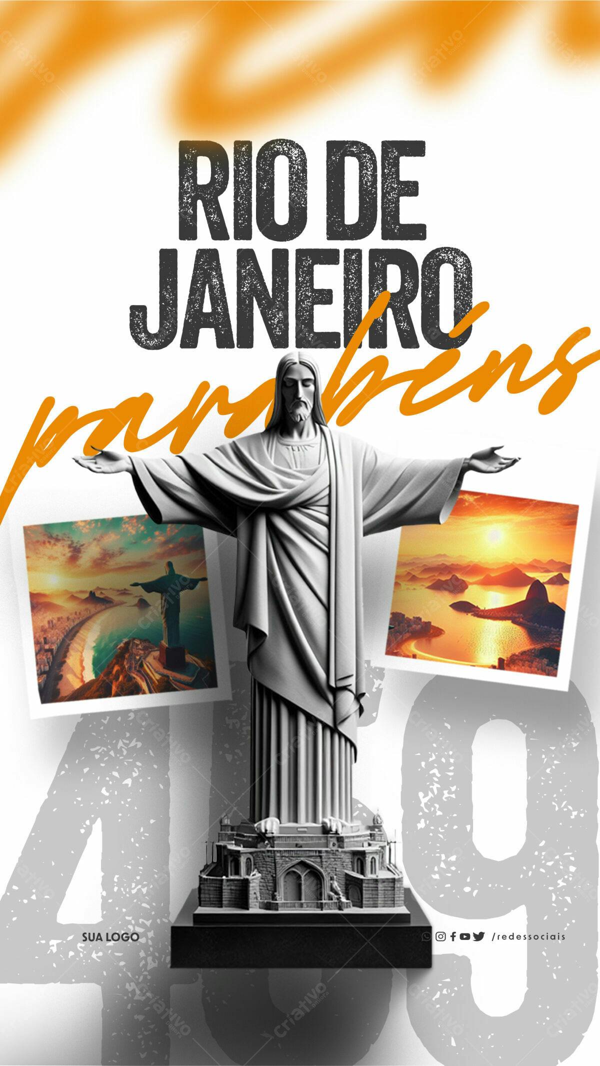 Poster Turístico Rio de Janeiro PSD Editável