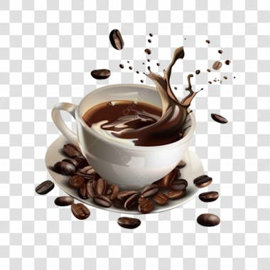 Xícara de café derramando png transparente