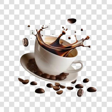 Xícara de café derramando png transparente