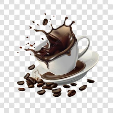 Xícara de café derramando png transparente