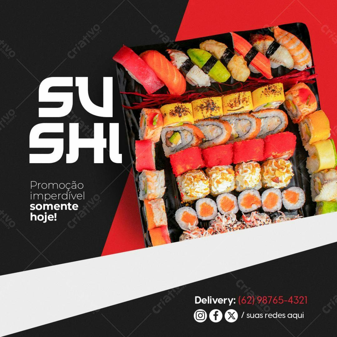 Flyer para Promoção de Sushi PSD Editável