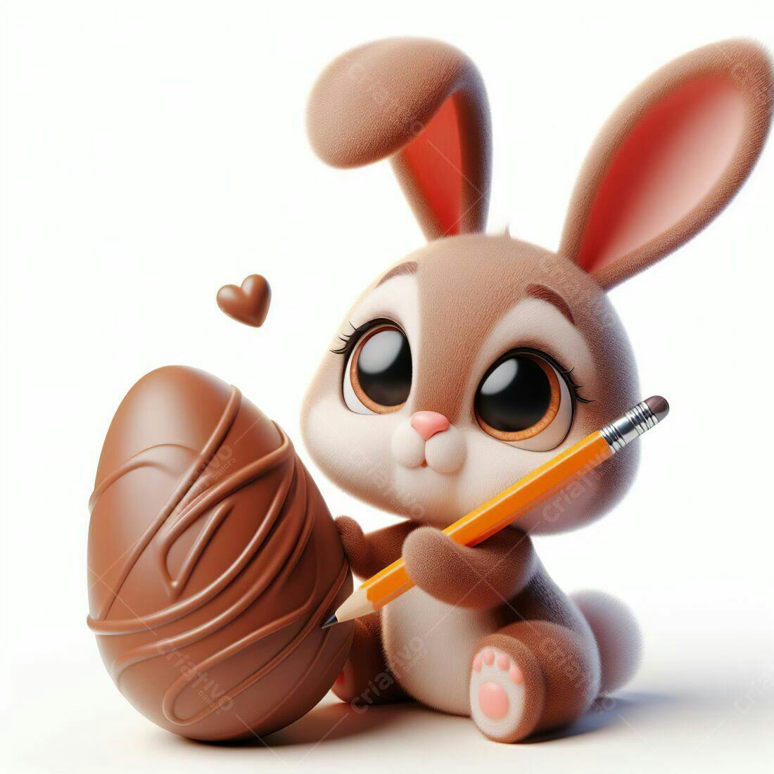 Coelhinho desenhando ovo de chocolate Páscoa