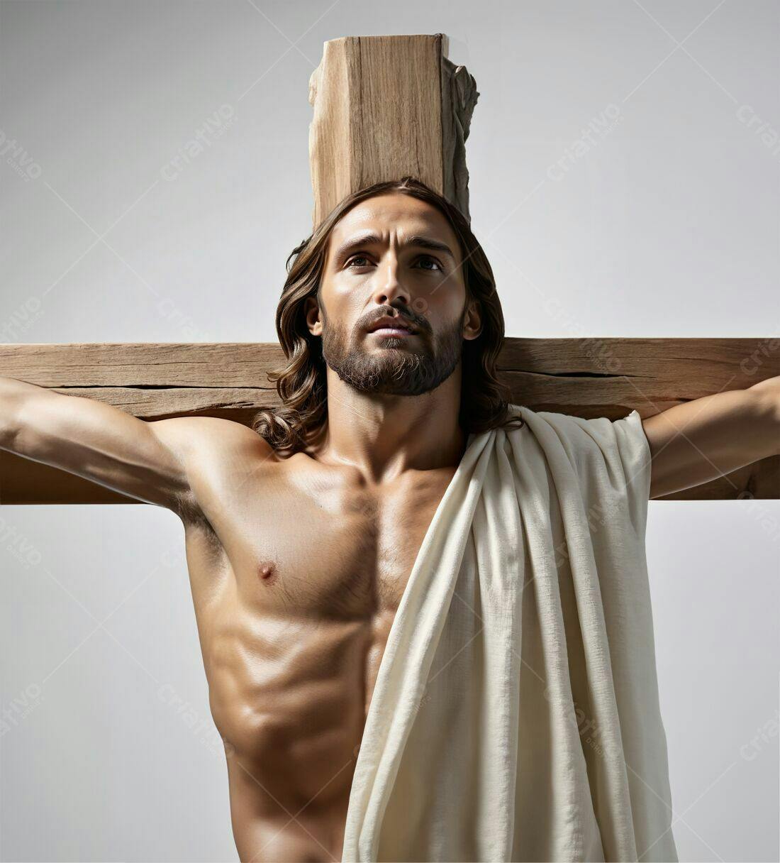 Jesus Cristo na Cruz Madeira Marrom