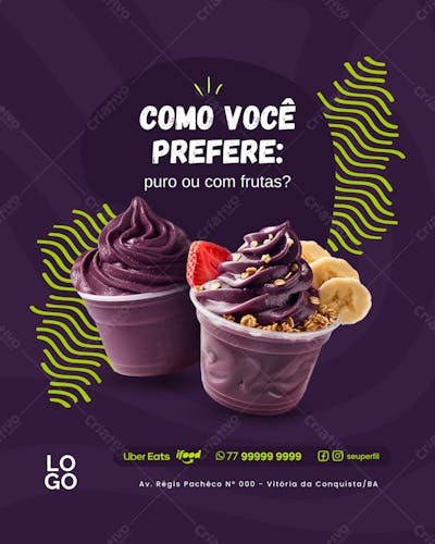 Social Media -  Açaí - Açaiteria  