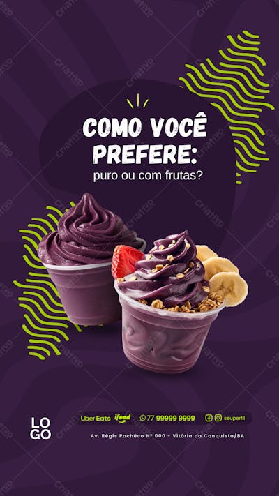 Social Media -  Açaí - Açaiteria  
