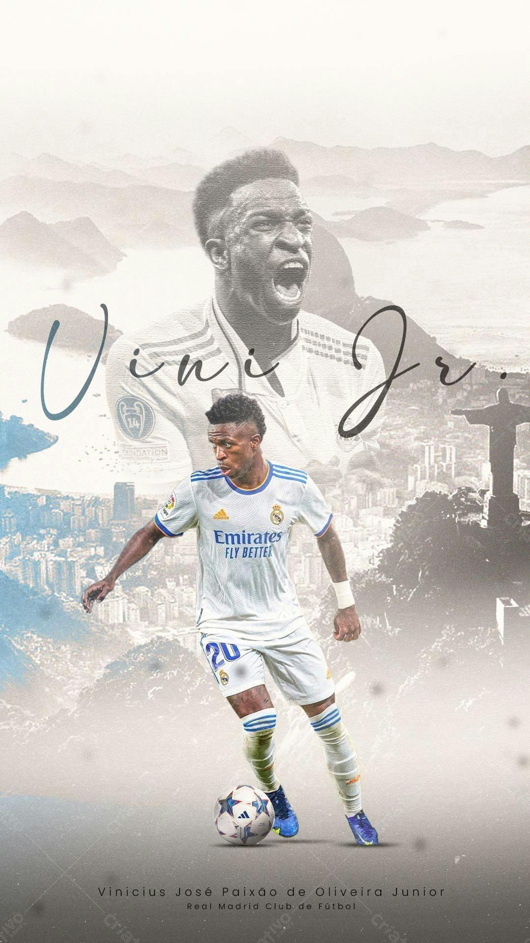 Poster Vinicius Jr. para Fãs de Futebol PSD Editável