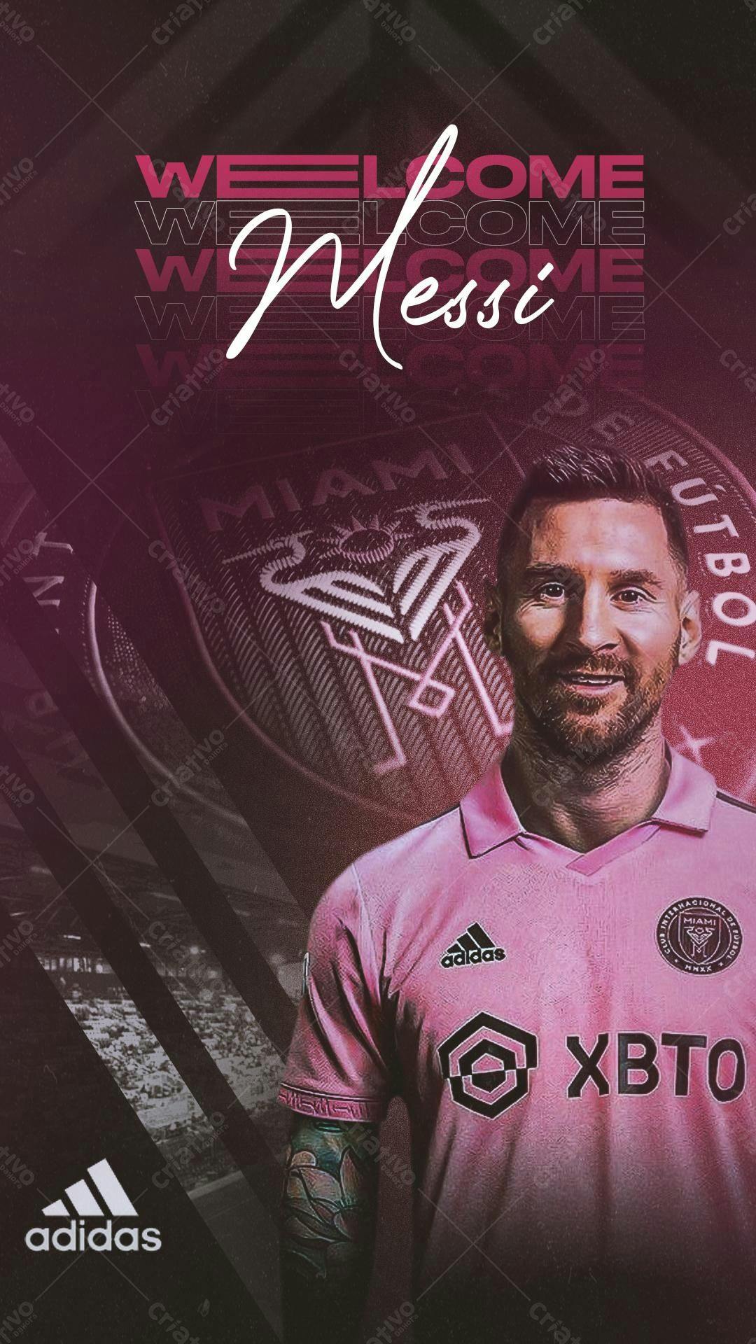 Postagem de Boas-Vindas Messi ao Inter Miami CF PSD Editável