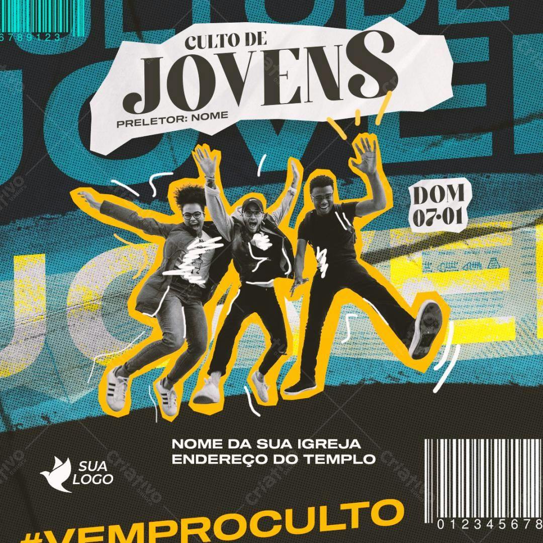 Flyer para Culto de Jovens PSD Editável
