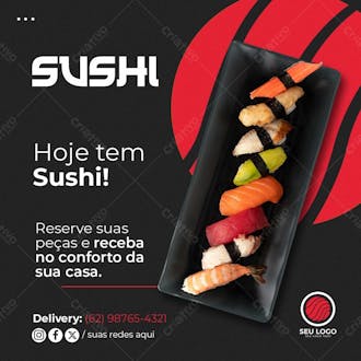 Social media sushi hoje tem reserve suas peças