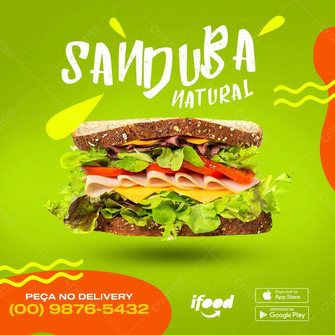 Flyer para Lanchonete com Sanduíche Natural PSD Editável