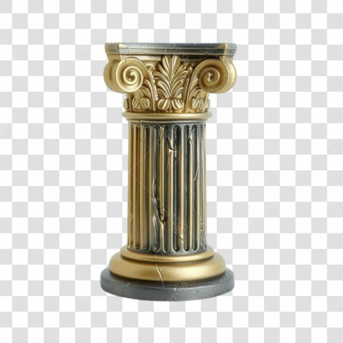 Icone Coluna Grega Ouro e Prata PNG com fundo transparente