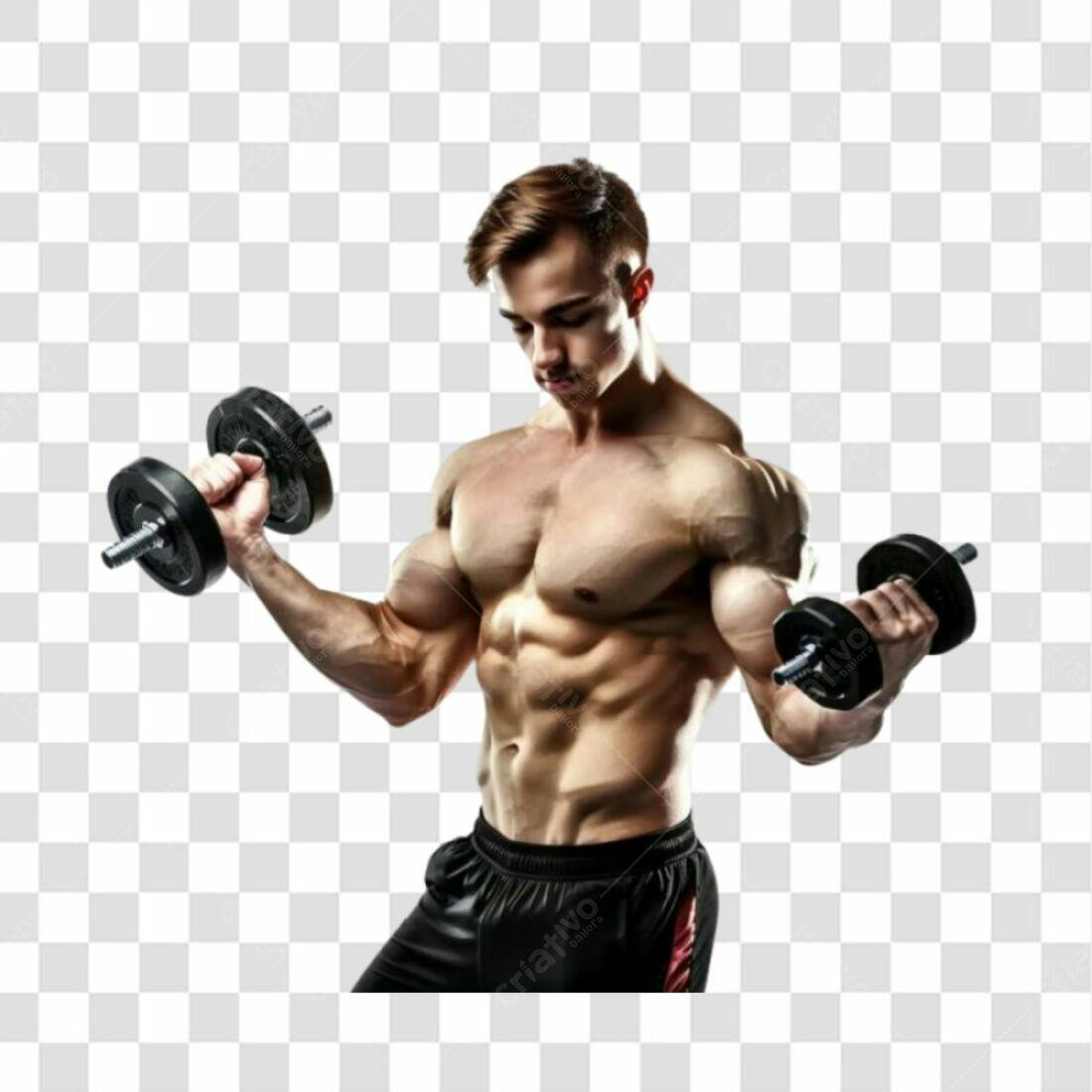 Imagem PNG com fundo transparente Homem Malhando com Halteres
