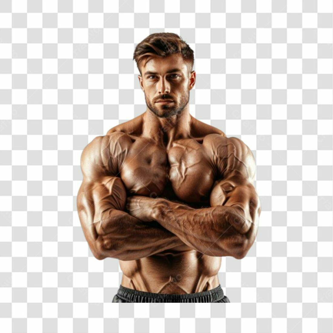 Imagem PNG com fundo transparente de fisiculturista musculoso
