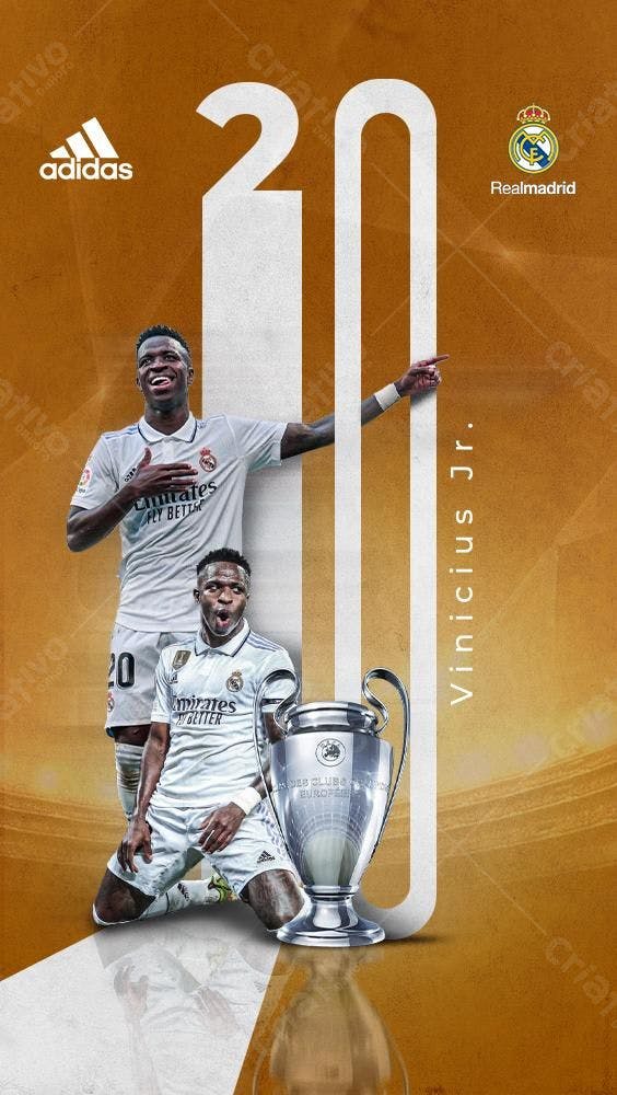Poster Vinicius Jr. e Champions League PSD Editável