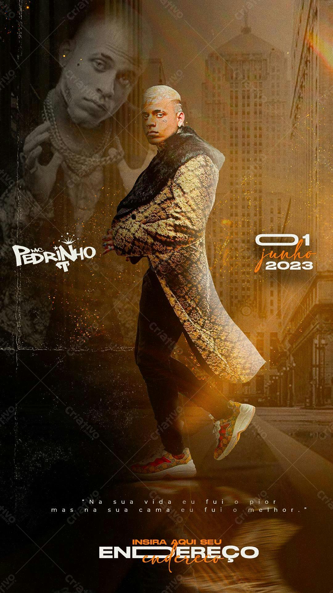 Poster Musical MC Pedrinho 01 Junho 2023 PSD Editável