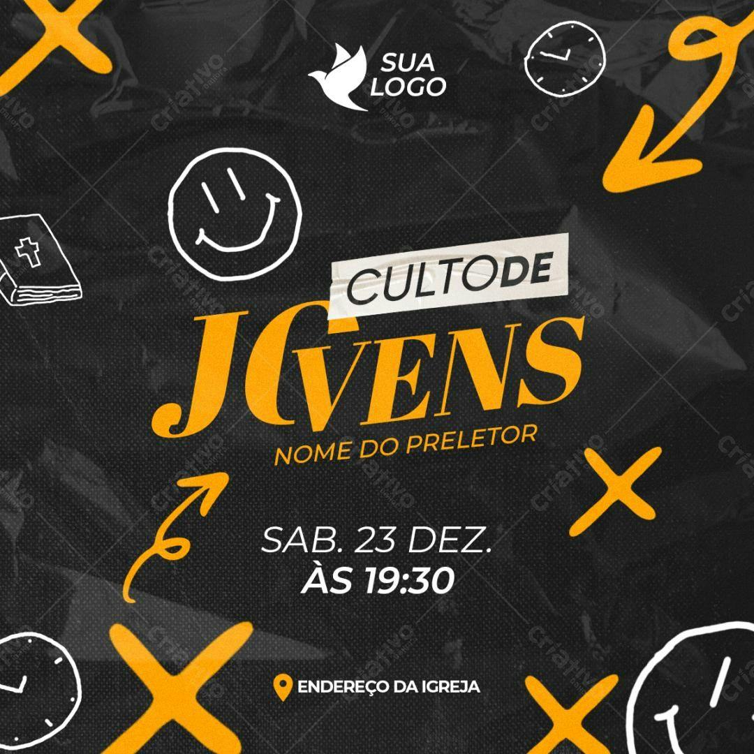 Flyer para Culto de Jovens PSD Editável