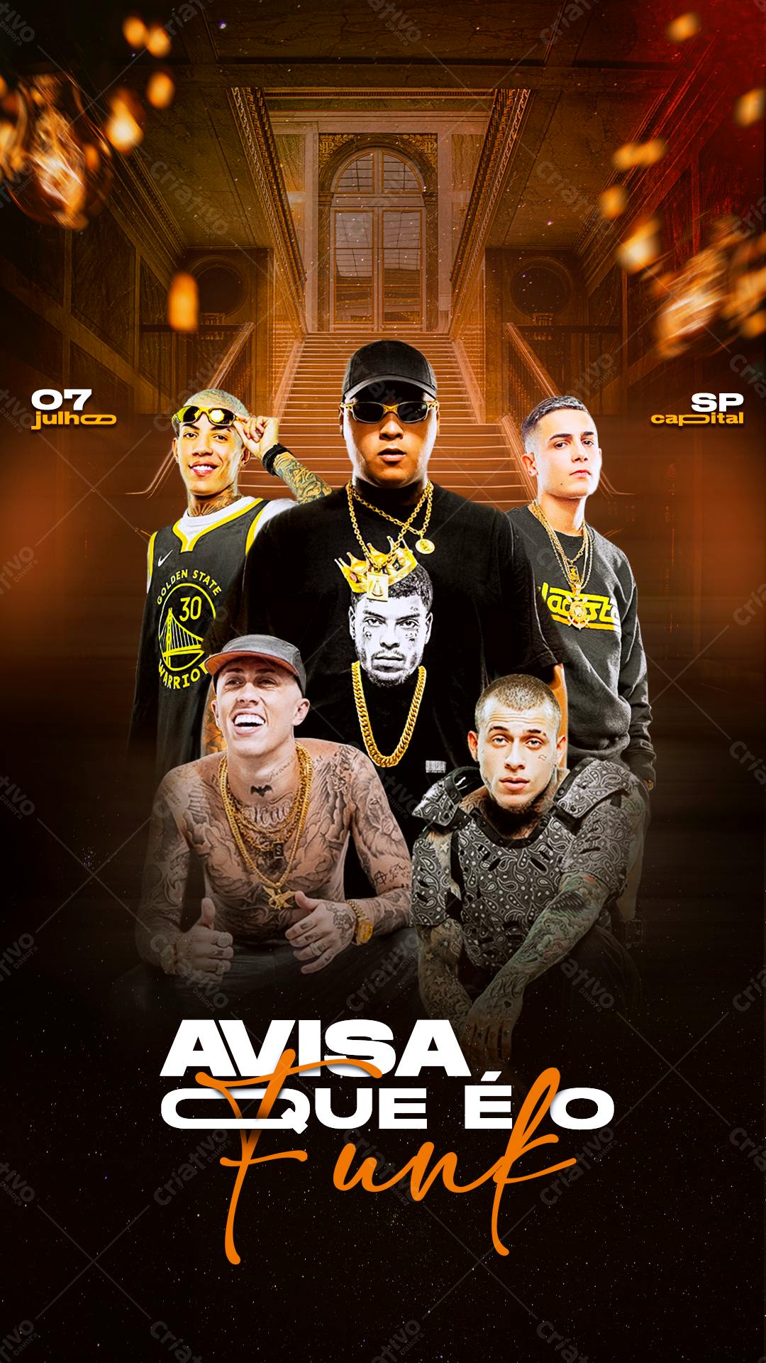 Flyer Festa Funk 07 de Julho PSD Editável