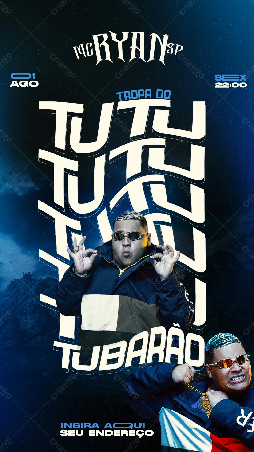Flyer Mc Ryan SP Tropa do Tubarão PSD Editável