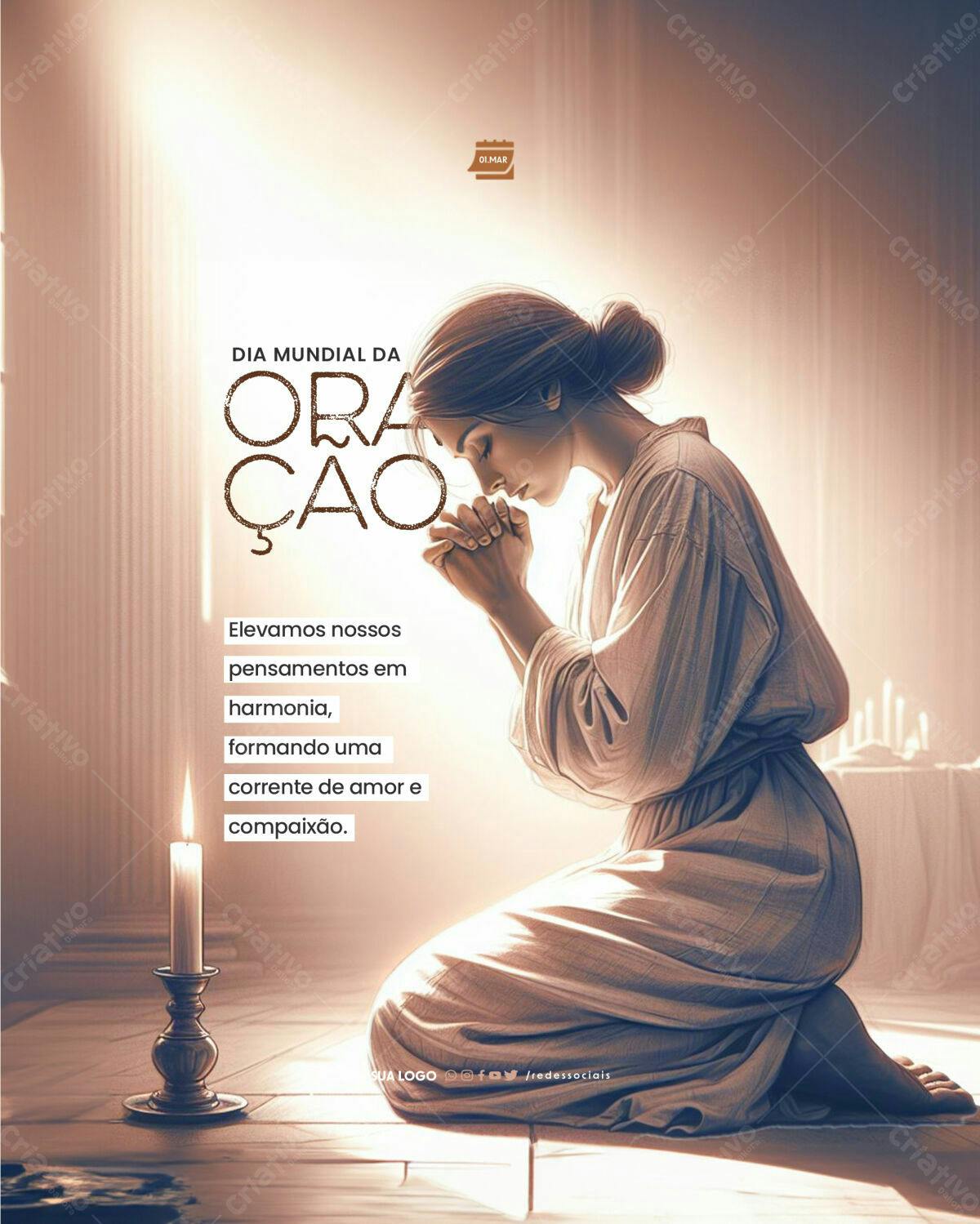 Flyer Dia Mundial da Oração PSD Editável