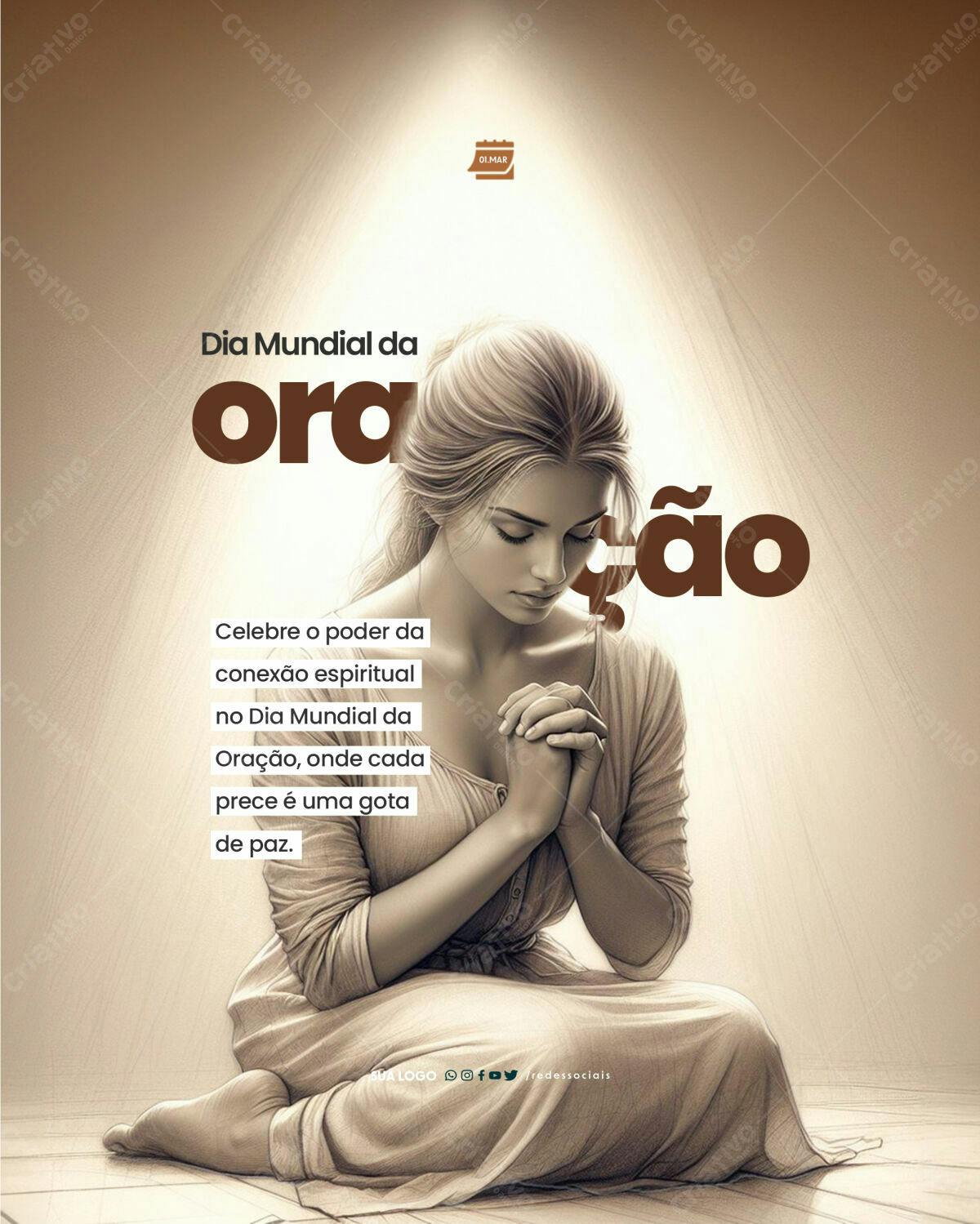 Flyer Dia Mundial da Oração PSD Editável