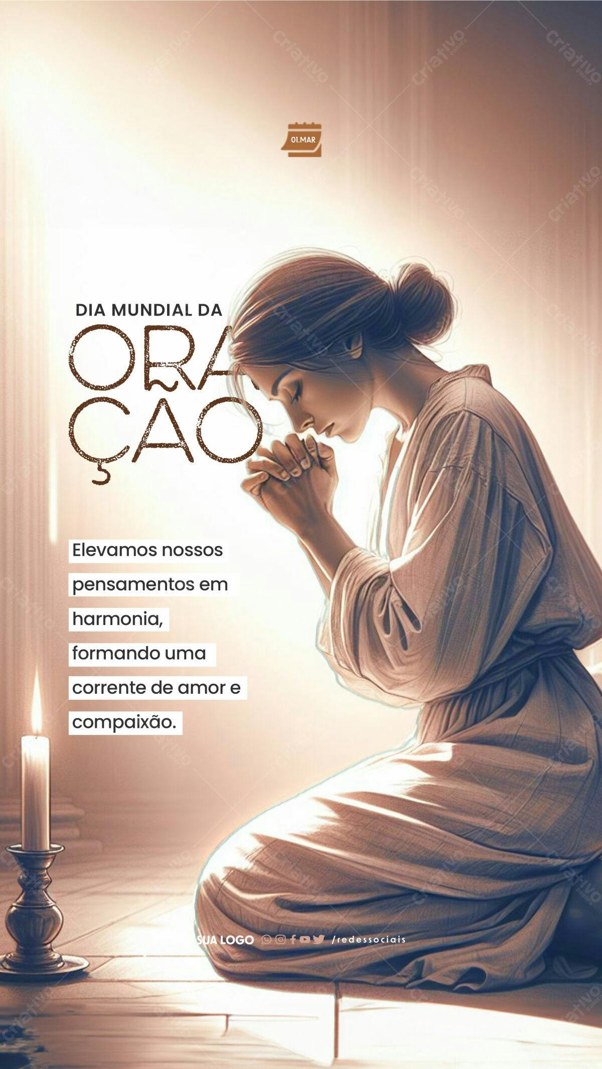 Flyer Dia Mundial da Oração PSD Editável