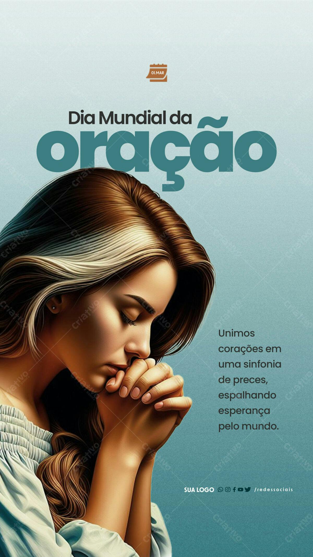 Flyer para Dia Mundial da Oração PSD Editável