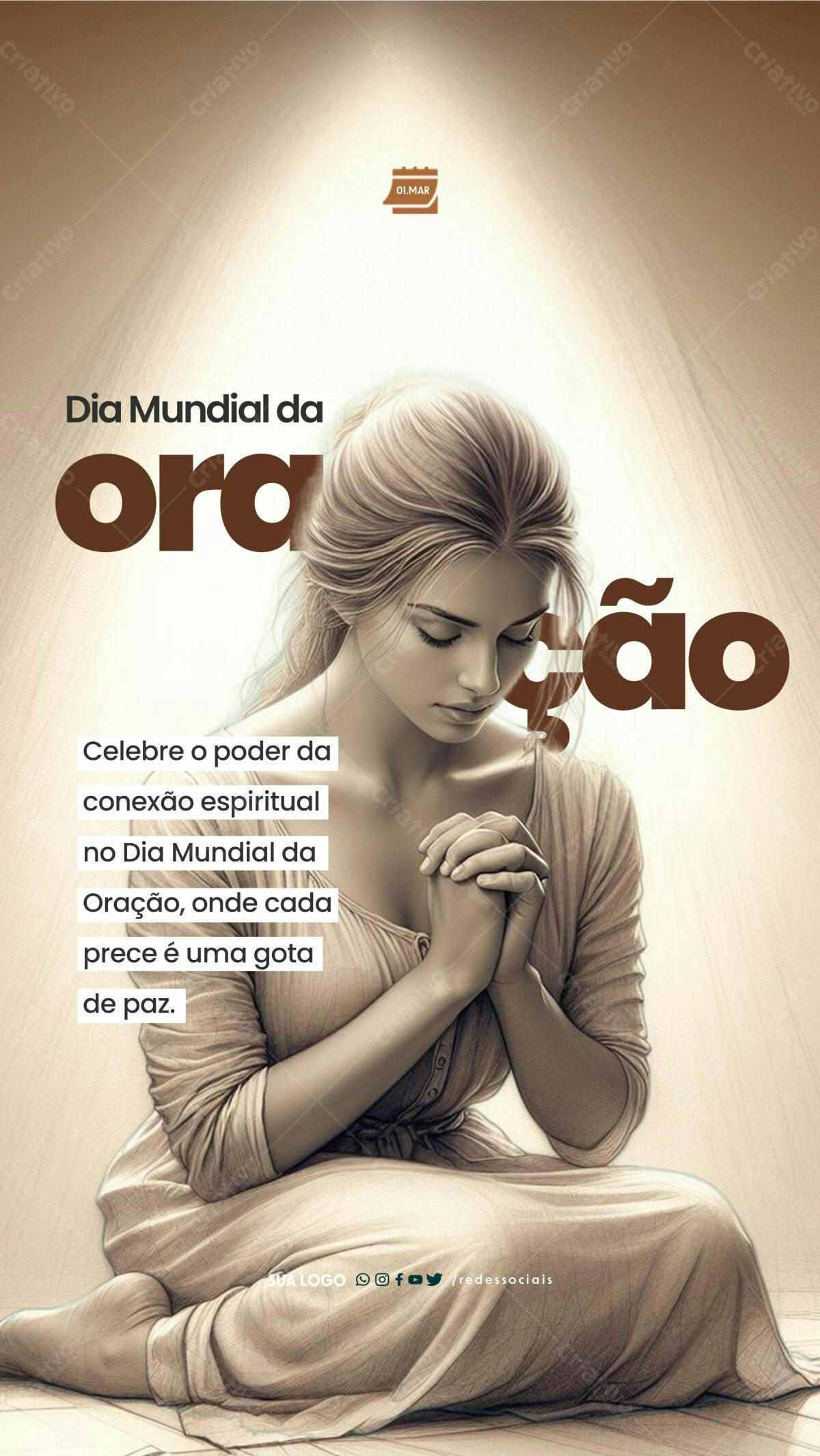 Flyer Dia Mundial da Oração PSD Editável