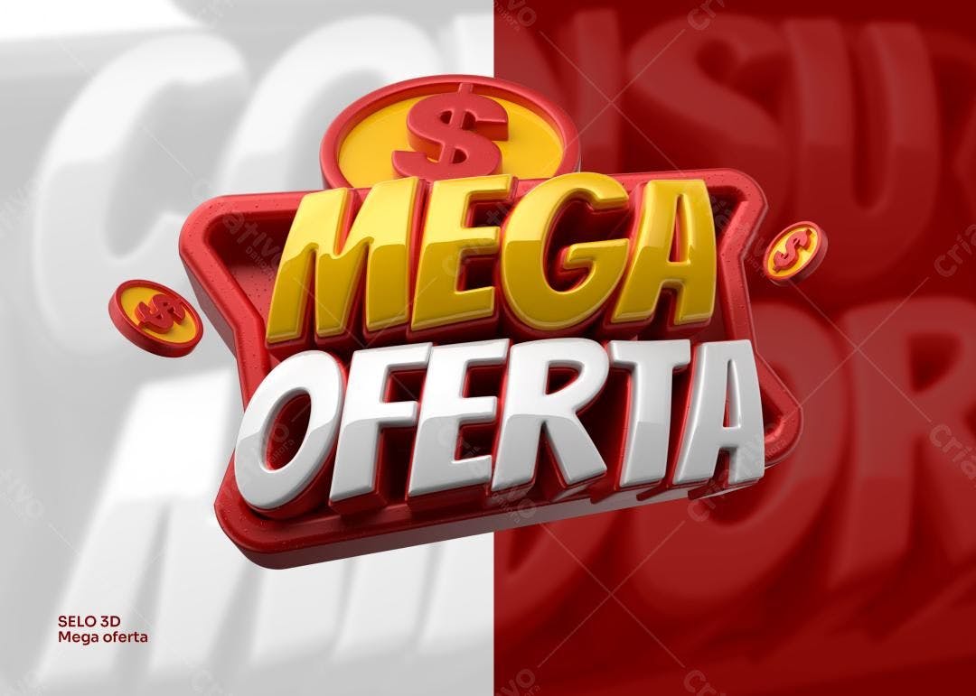 Selo 3D Mega Oferta PSD Editável