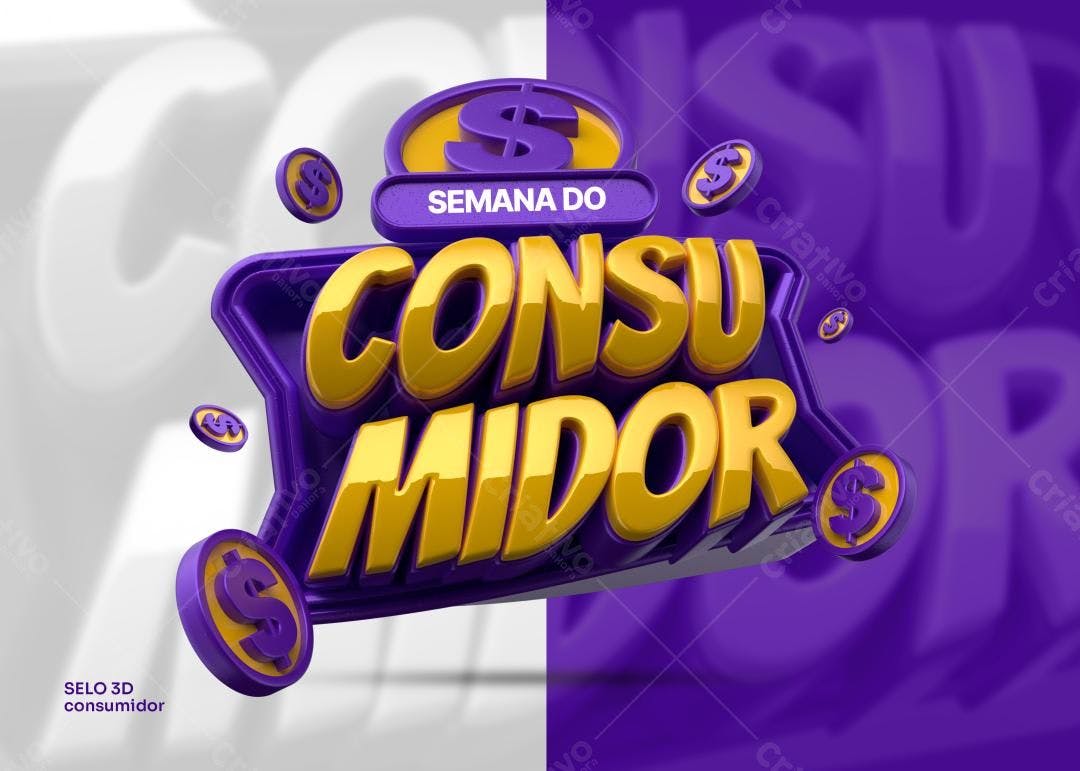 Selo 3D promocional roxa e dourada